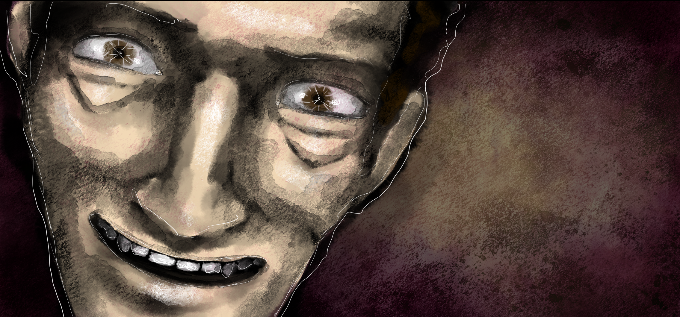 Close-up of Semjaza grinning