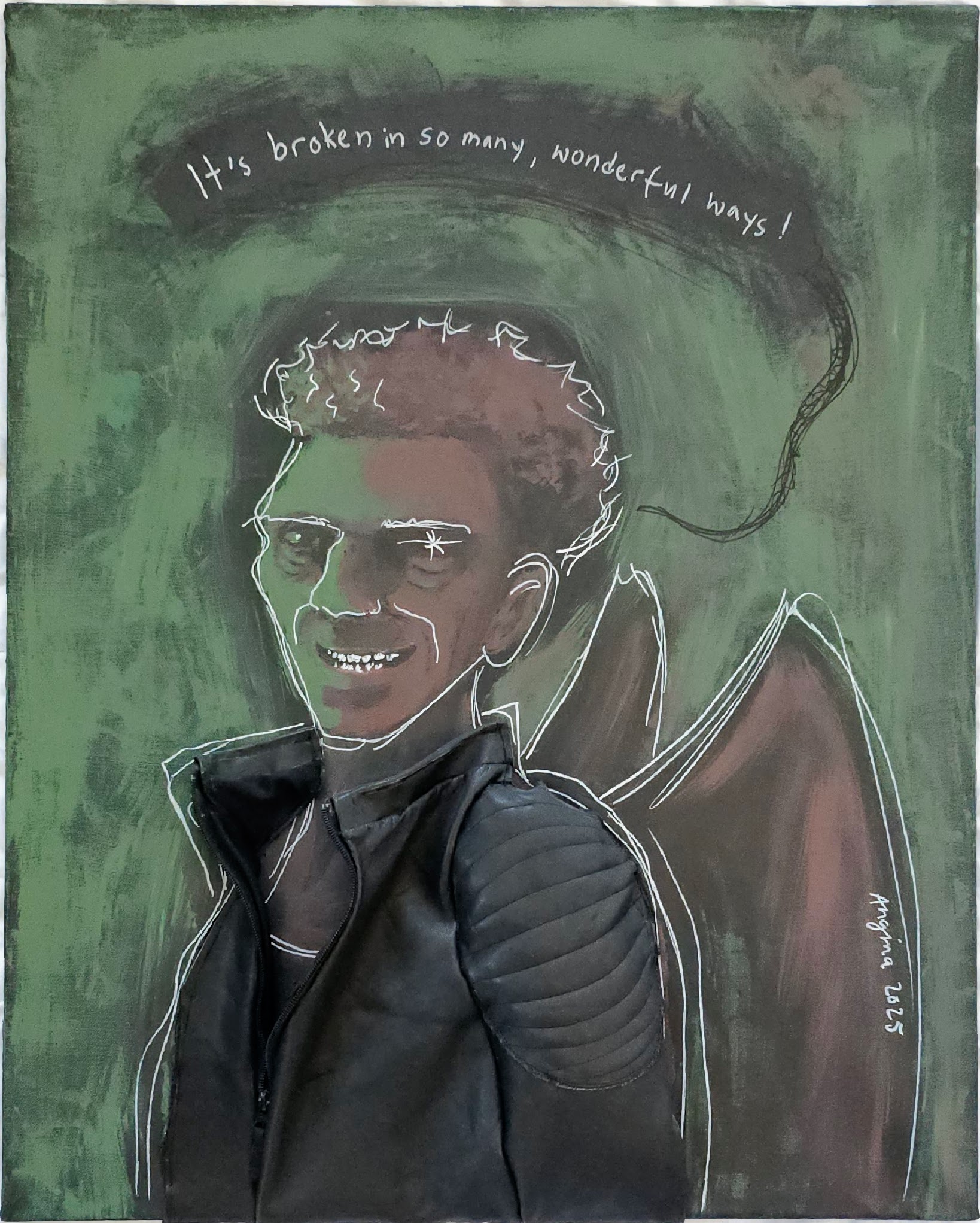 Semjaza in green and black, text reads: It's broken in so many, wonderful ways!